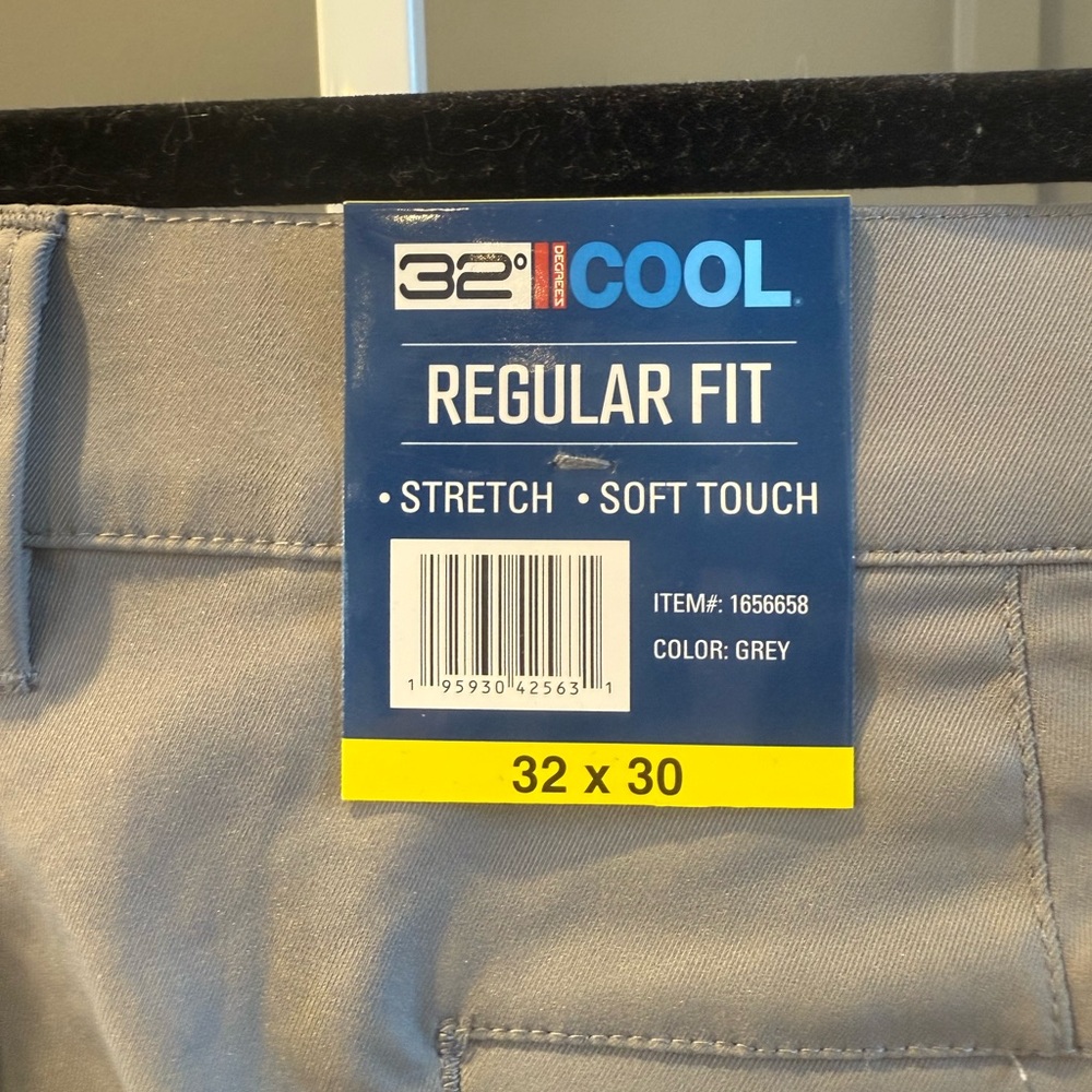 32 DEGREES COOL Regular Fit Pants Stretch Soft Touch Grey 32x30 - Picture 3 of 8